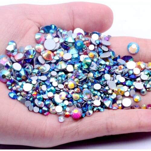 Mixed AB Colors Non Hotfix Crystal Rhinestones For Nails Art Decoration Flatback Glue On Strass Diamonds DIY Crafts Decorations