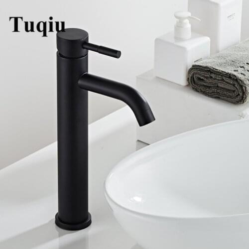 Basin Faucets Black 304 Stainless Steel Bathroom Faucet Basin Tap Single Handle Lavotory Tap Hot and Cold Water Mixer Taps Crane