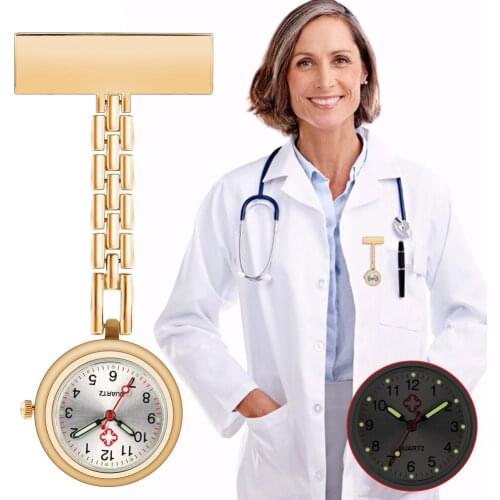 T-type Nurse Watch Noctilucence Upscale Golden Mini Small Clock Arabic Numerals Simplicity Dial Durable Brooch Doctor Watch