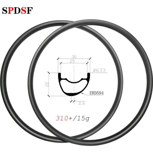 29er Ultralight 310g 30mm wide MTB XC clincher tubeless Asymmetry carbon rims 22x30mm UD matte glossy 28H 32H disc carbon wheels