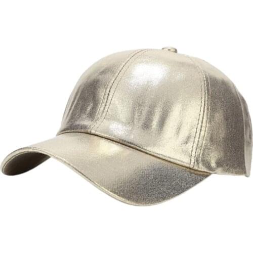 Unisex Vintage Wrinkled Cracked Artificial Leather Baseball Cap Shiny Holographic Metallic Colorful Outdoor Hip Hop Sun Hat