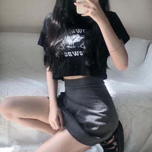 ZADILY Street Style Cowboy Print Short Sleeve Women T Shirt Y2K Sexy Cotton O Neck Ladies Crop Top 2021 Summer Female Clothing