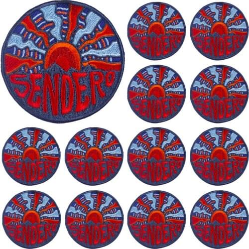 Prajna 10PCS Round Patches Letter Sendero Embroidered Patches For Clothes Iron On Patches Applique Stripe Outdoor Patch Badge
