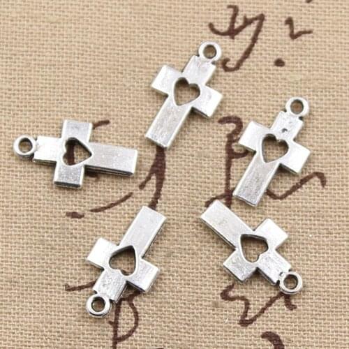 12pcs Charms cross heart 18*10mm Antique Making pendant fit,Vintage Tibetan Silver,DIY bracelet necklace