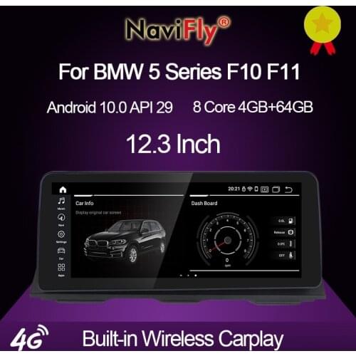 NaviFly Android 10.0 Car DVD GPS Player For BMW 5 Series F10/F11/520 (2011-2016) CIC/NBT System MSM8953 4G+64G 1920*720 Carplay