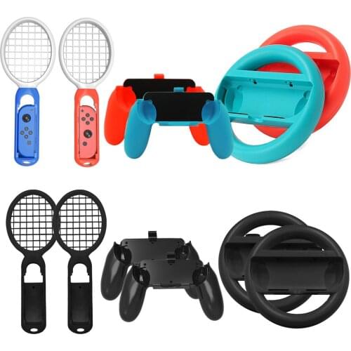 Bevigac 3 Pairs Steering Wheel Tennis Racket Grips Handle Kit for Nintendo Switch NS Joy-Con Controllers Nintend Accessories