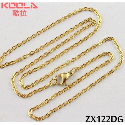 Golden color 16"-38" length 2mm cross chain stainless steel necklace fashion welding chain women lady jewelry 20pcs ZX122DG