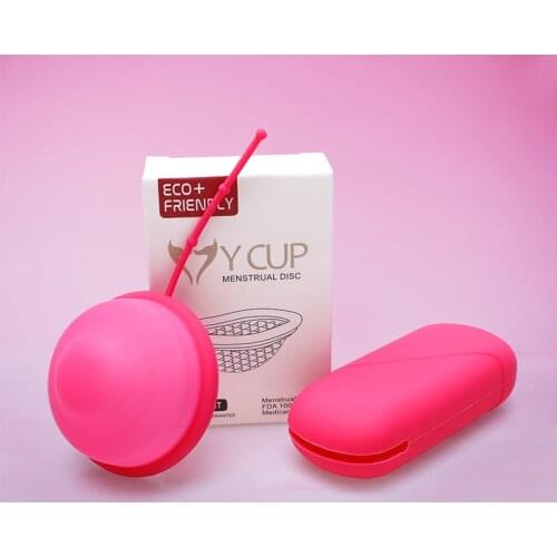 Menstrual Disc with tail Flat-fit Design Extra-Thin Sterilizing Silicone Menstrual cup period copa with silicone case for women