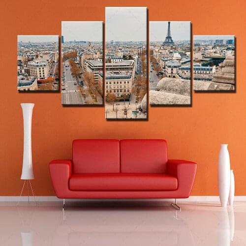 Home Decoration Wall Art Canvas City View Paintings Building Pictures Hd Prints Modern 5 Panel Poster Bedroom Modular Framework