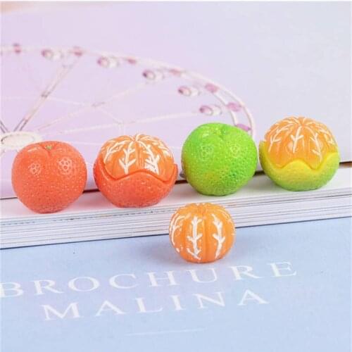 Julie Wang 20PCS Resin Orange Charms Random Mixed Lemon Artificial Fruit Pendants Jewelry Making Accessory Home Table Decor