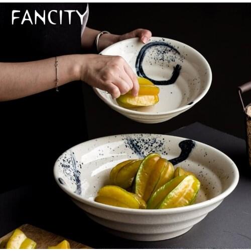 FANCITY Creative ceramic large soup pot, household personality large noodle bowl, crayfish plate, large pot choi