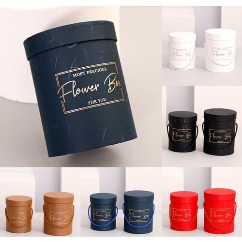 Flower box round flower tube gift box with souvenir wedding candy packaging box with handle cylinder packaging box