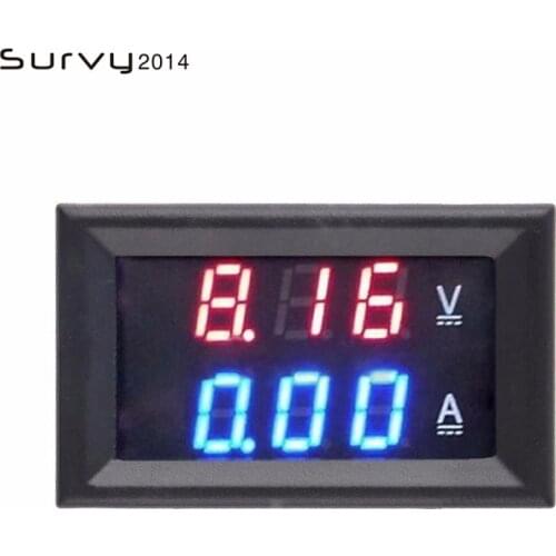 0.28 inch Mini Digital Voltmeter Ammeter DC 100V 10A Panel Amp Volt Current Meter Tester 0.28" Blue Red Dual LED Display 20mA
