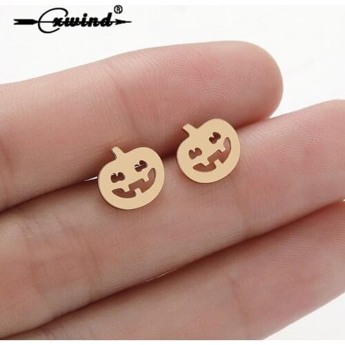 Cxwind Fashion Halloween Theme Pumpkin Earring For Girl Children Studs Earrings Punk Hip Hop Style Ear Jewelry Gifts oorbellen