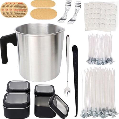 Candle Making Kit DIY Candles Craft Tool Set with 1.2L Stainless Steel Candle Melting Pot Wax Cup Pouring Pot for Home DIY