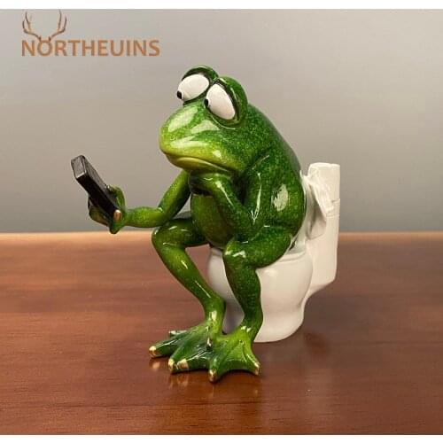 NORTHEUINS Kawaii Artificial Animal Resin Frogs In Comfortable Life Figurines Home Room Decorations Accessories Modern Crafts