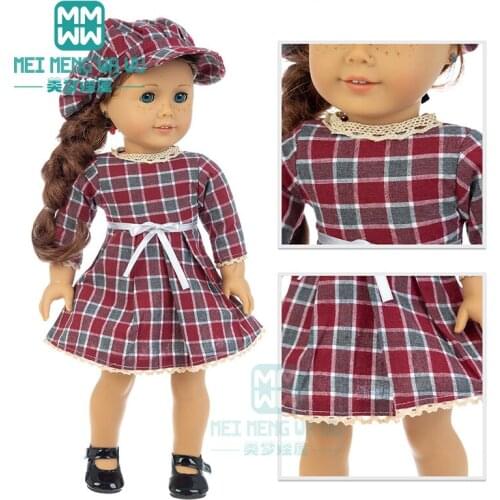 Clothes for doll fit 45cm American doll accessories fashion plaid skirt, windbreaker, jeans Girls gift
