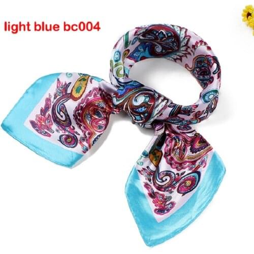 Hot Luxury Silk Square Scarf Bandana Women Fashion Brand Femme Wrap Silk Foulard Scarves Poncho Light Blue Shawl Hijab 60cm
