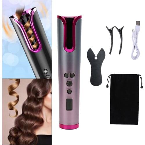 Portable Cordless Automatic Hair Curler Rechargeable Ceramic Rotating Curling Iron Easy to carry Iron Quick Curls