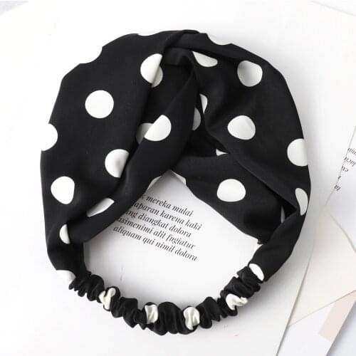 2019 Trend Retro Polka Dots Sweet Cross Headband Women Hair Ornament Ladies Face Washing Towel Turban Bands