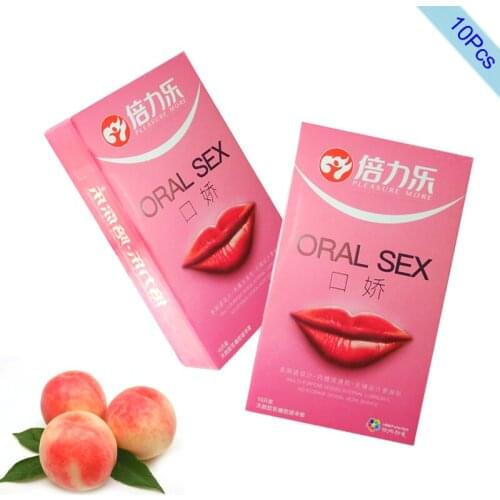 10PCS Round Head Oral Sex Condoms With Peach Taste Safe Sex Penis Sleeve Condom Intimate Goods Tongue Sex Lick Dick Toys For Men