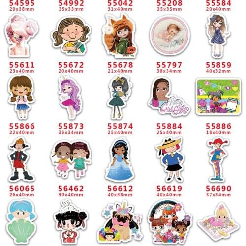 DIY Craft Supplies Sewing Accessories Cartoon Little Girl Printed Planar Resins Mold 10 Pieces. PR-54595