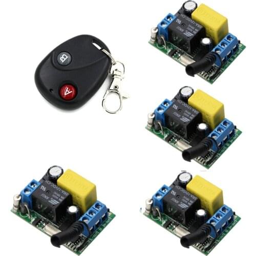 RF Wireless Remote Control Switch System AC 220 V 1 Channel 4 piece Receivers & 1 piece Transmitter For Home Appliances/Lamp