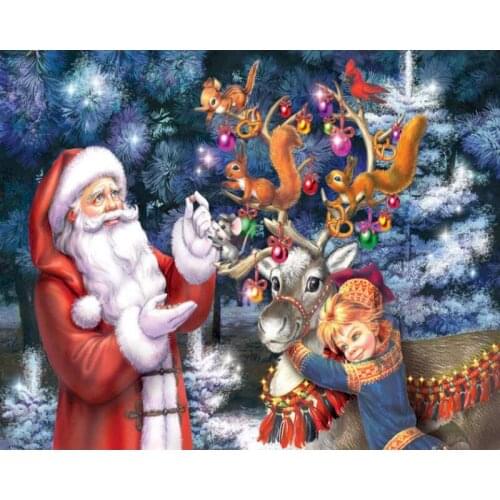 Chiristmas Painting By Number Santa Claus On Canvas With Frame DIY Kits For Adults Acrylic Paint Drawing Coloring By Number Art