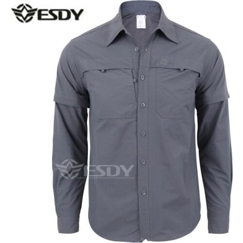 Tactical shirts Men Quick-drying Breathable Removable Short or long sleeve Camo shirt Outdoor Army Camping Hiking Military shirt