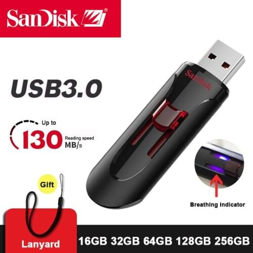 Sandisk CZ600 Cruzer Glide 3.0 USB Flash Drive Pen Drive 16GB 32GB 64GB 256GB Pendrive 128 GB Flash Memoria Clef USB 3.0 Stick