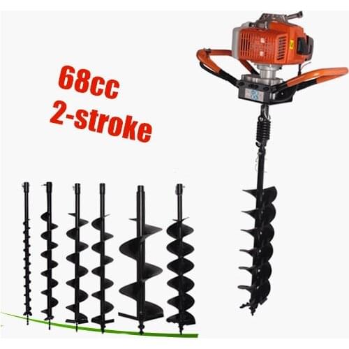 Digging tool auger drilling rig fence post auger small earth auger 68CC gasoline digging hole 150mm bit