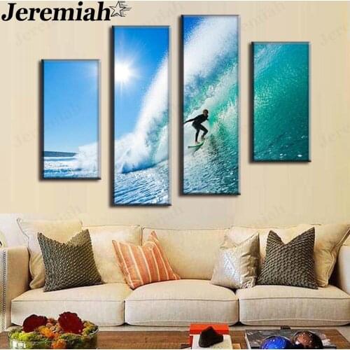 Nordic Sea Surfing Canvas Painting Ocean Sunshine Poster Printing Wall Art 4 Modern Home Decoration Accessories