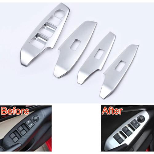 Car styling Interior ABS chrome Door Window Adjust Button Frame Cover knob panel Trim LHD For Mazda 3 AXELA M3 2014 2015