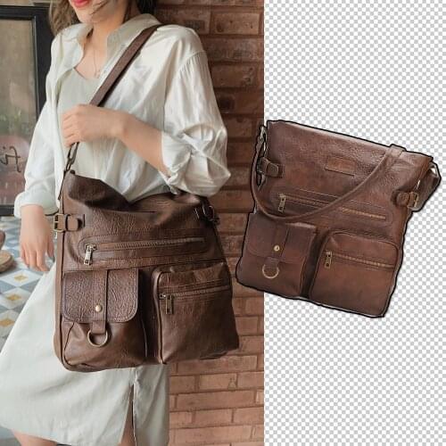 Bag womens handbag PU leather messenger bag hobos shoulder bags for women big tote crossbody large zipper female Retro bag