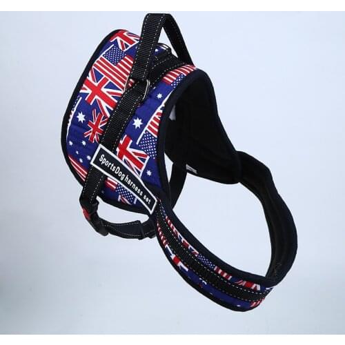 Reflective Padded Nylon Handle Adjustable 5 Colors Large Pet Dog Harness Collar For Medium Large Dog Pet Dog Product Supplies