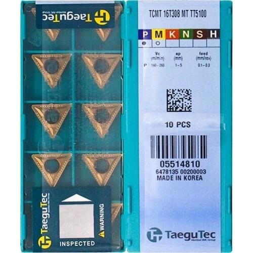TCMT16T308-MT TT5100 100% Original TAEGUTEC carbide insert with the best quality 10pcs/lot free shipping