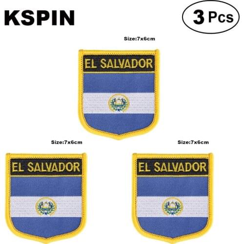 El Salvador Shiled Shape flag patches national flag patches for Cothing DIY Decoration