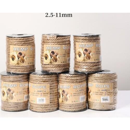 Natural Jute Fabric Rope Twine Rolls Hemp Twisted Cord Macrame String DIY Basket Craft Cat Pet Scratching Handmade Decor