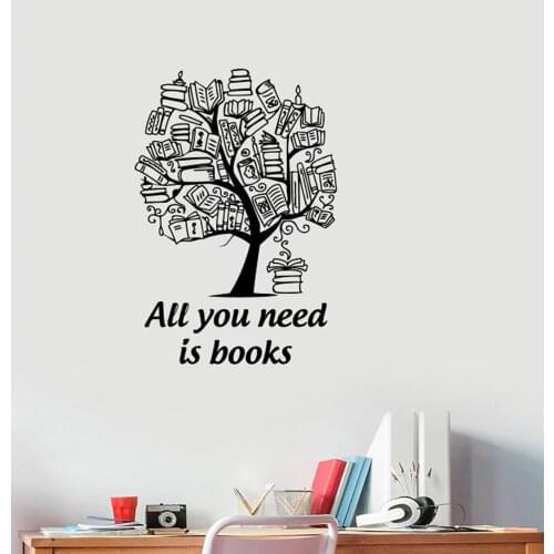 All You Need Is Books Inspirational Quote Wall Decal Book Vinyl Sticker Education Art Decorations Home School Classroom Decor