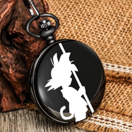 Japan Manga Cartoon Quartz Pocket Chain Clock High Quality Arabic Numerals Watch Face Flip Cover Pendant Necklace Hour Gift Kid