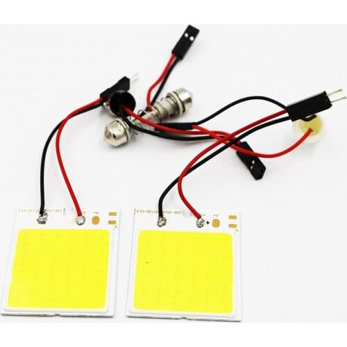 YSY 100pcs 48SMD Car COB LED panel T10 COB chip Festoon dome BA9S Adapter panels Interior reading light 12V
