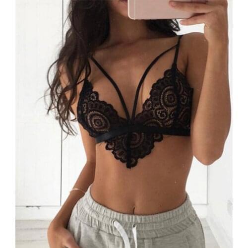 Womens Sexy Floral Lace Sling Bra 2021 Spring Summer New Fashion Thin Breathable Underwear Ladys Brassiere Pure Color Bralette