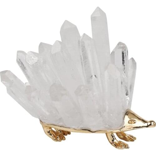 1pcs Natural Stones Hedgehog Crystal Quartz White Quartz Geode Cluster Mineral Raw Home Decor