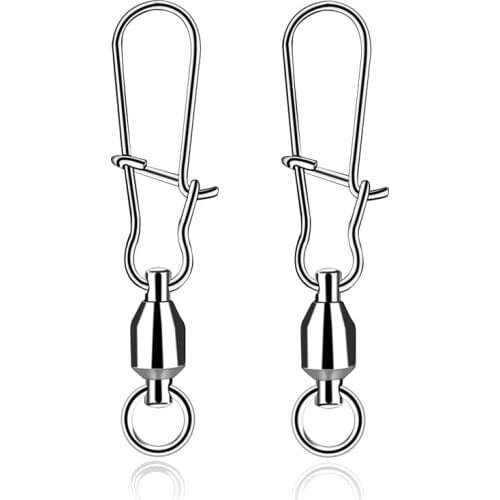 10pcs/bag 1# 3# 5# Stainless Steel Strong Ball bearing Swivel Fishing Connector Interlock nice Snap Fishing Accessories