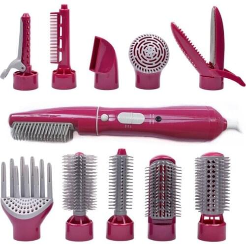 10 in 1 Hot Air Brush Blow Dryer Salon Interchangeable Comb Professional Hairdryer Electric Curler Brush Styler Styling Tools