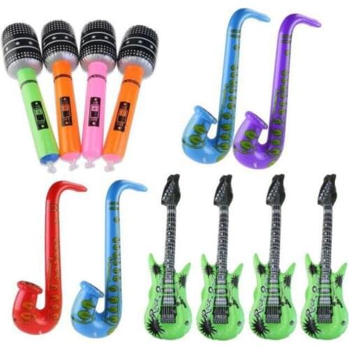 3pcs (Saxophone + Guitar +Microphone) Funny Inflatable Toys Fancy Blow Up Kids Holiday Party Inflatable Rock Band Toys