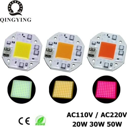 5pcs/lot AC100V-240V 20W 30W 50W High Power LED COB Chip Light Source Integrated Smart IC Driver Full Spectrum White Warm White