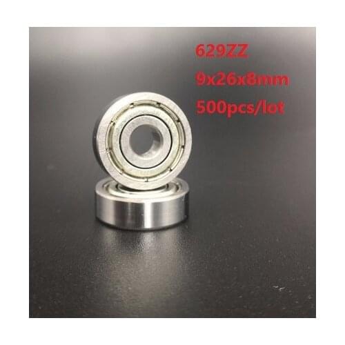 500pcs/lot 9x26x8mm 629ZZ 629-ZZ 629 ZZ Z 9*26*8mm Double metal cover Deep Groove Ball bearing Miniature Ball Bearings 629Z
