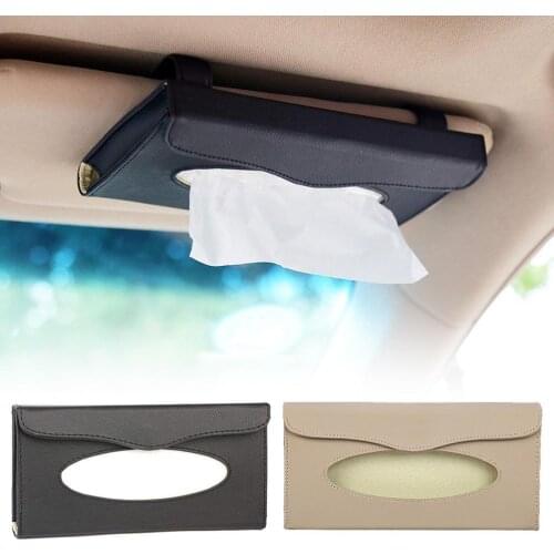 Car Tissue Box Towel Sets Auto Sun Visor Tissue Boxes Holder Auto Interior Storage Decoration Paper Napkins Towel Cover