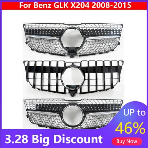 For Mercedes-Benz GLK X204 2008-2015 Auto Center Grill GT Car styling Middle Grille ABS Plastic Silver Black Front Bumper